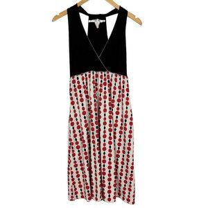 Max Studio Dress Size Small Empire Waist Polka Dot Y2K V Neck Sleeveless Pocket